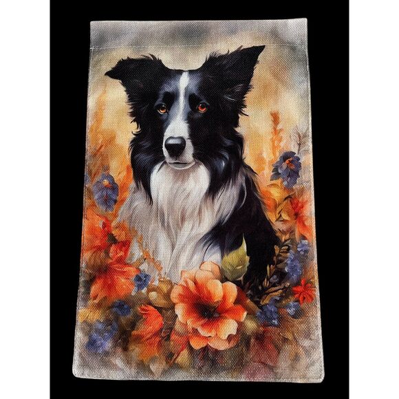 Border Collie Welcome Garden Flag – Double-Sided, Waterproof Burlap, 12x18 - Picture 2 of 3